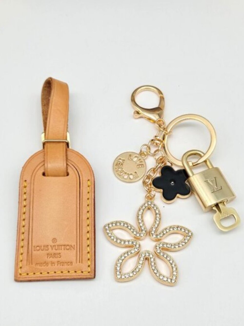 Authentic Louis Vuitton Luggage Nametag and Gold Padlock with Unbranded Keycharm - Picture 4 of 13